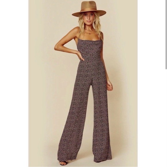 Flynn Skye Pants - Flynn Skye Floral Back Lace Up Jumpsuit